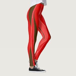 Leggings Rouges Avec Grilles Noires Vives