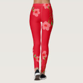 Leggings rouges floraux roses (Dos)