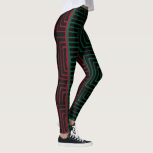 Leggings Rouges Noir Vert Maze Vêtements de Boue Africain