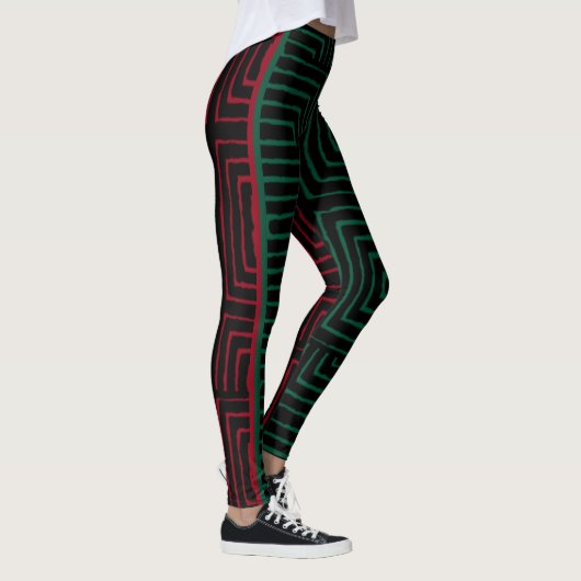Leggings Rouges Noir Vert Maze Vêtements de Boue Africain (Droite)