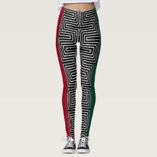 Leggings Rouges Noir Vert Maze Vêtements de Boue Africain
