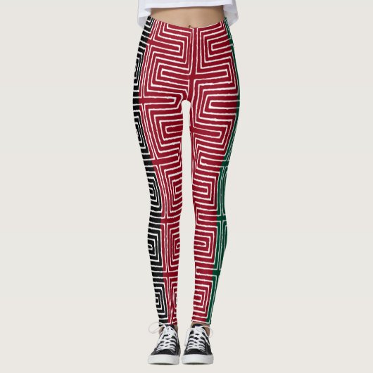 Leggings Rouges Noir Vert Maze Vêtements de Boue Africain (Devant)