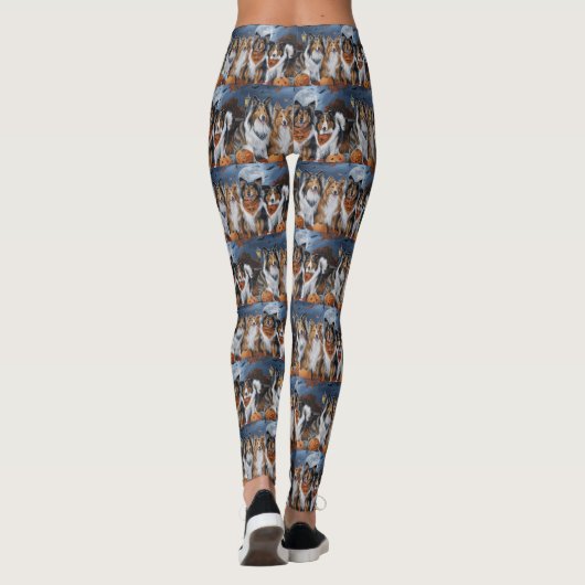 Leggings Rough Collie Halloween Éffrayant (Dos)