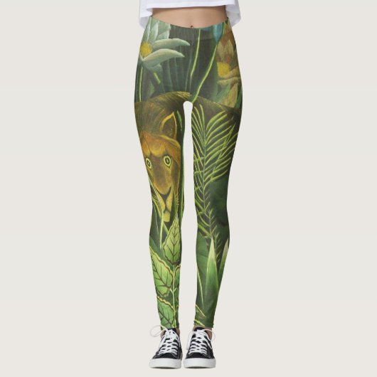 Leggings Rousseau Tropical Jungle Lion Peinture (Devant)