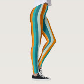 Leggings Rousses gaies Verticales Aqua Orange Rust (Droite)