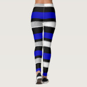 Leggings Royal Bleu Noir & Argent Horizontalement rayé (Dos)