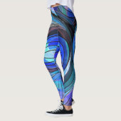 Leggings Royal Blue and Aqua Doodle With Black Lines (Gauche)