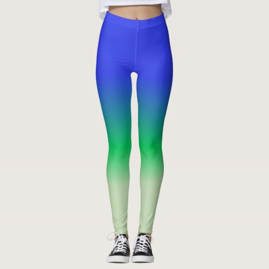 Leggings Royal Blue Emerald Sage Green Ombre (Devant)