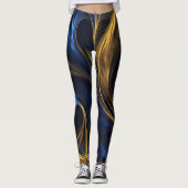 Leggings Royal Blue Gold Abstrait Swirl (Devant)
