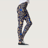 Leggings Royal Blue & Gold Floral Elegance Pattern (Droite)