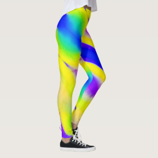 Leggings Royal Blue Neon Yellow Lime Green Aqua Crazy Impri