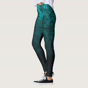 Leggings Royal Damask Design Turquoise