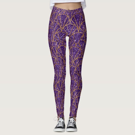 Leggings Royal Déco Parties scintillant violet or Motif géo (Devant)