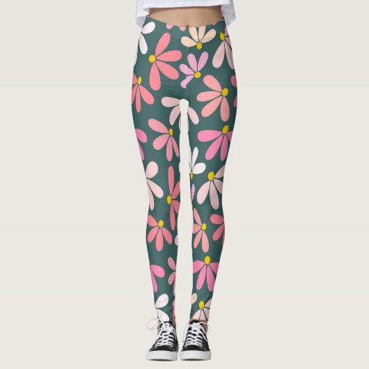 Leggings roze bloemen (Voorkant)