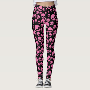 Leggings roze zwarte Willekeurige Skulls Pattern