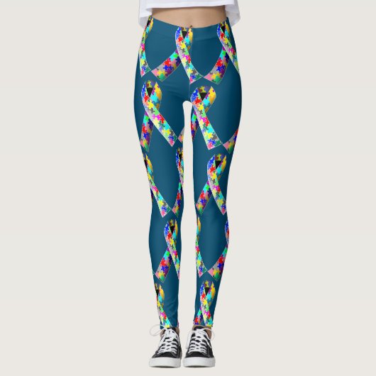 Leggings Ruban bleu puzzle autisme (Devant)