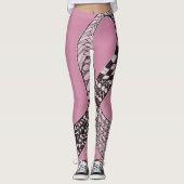 Leggings Ruban de sensibilisation au cancer du sein rebelle (Devant)