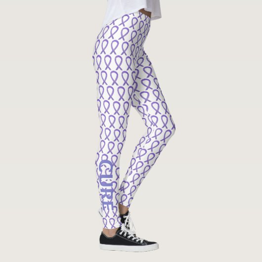 Leggings Ruban de sensibilisation Lavande Mots personnalisé (Droite)