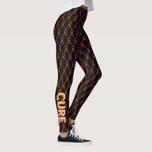Leggings Ruban de sensibilisation orange Mots personnalisés