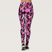 Leggings Ruban rose Jeu cancer du sein Survivant Noir (Dos)
