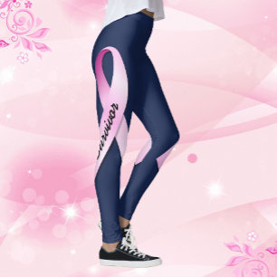 Leggings Ruban rose Personnaliser 2 Cancer du sein Survivan