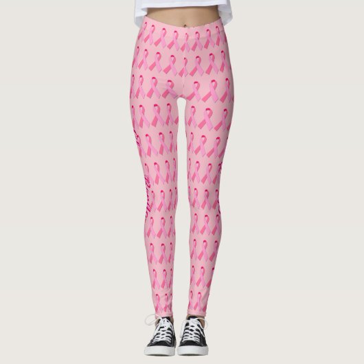 Leggings Ruban rose pour la conscience de cancer du sein (Devant)