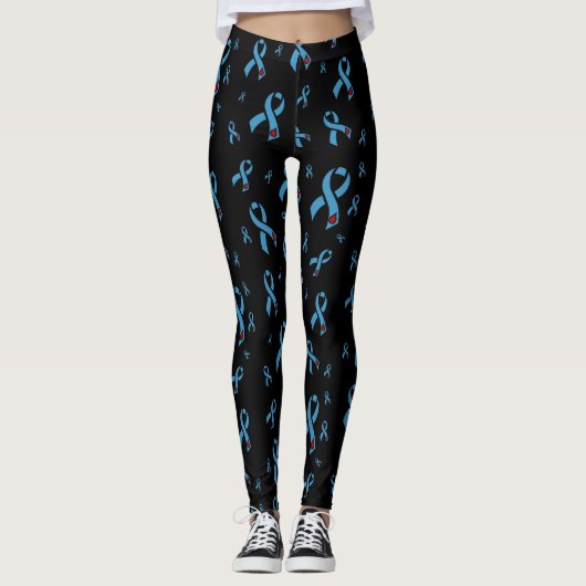 Leggings Rubans bleus/rouges...Diabète (Devant)