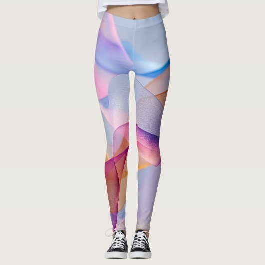 Leggings Rubans colorés abstraits ondoyants (Devant)