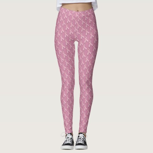 Leggings Rubans de sensibilisation au cancer du sein rose (Devant)