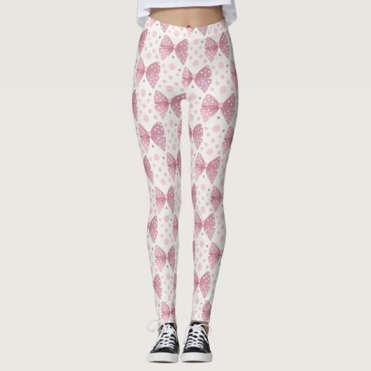 Leggings Rubans et pois coquets rose (Devant)