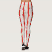 Leggings Ruby Red Cream Antique Mattress Ticking Stripe (Dos)