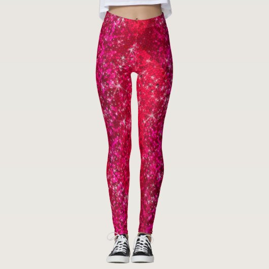 Leggings Ruby Red Parties scintillant Sparkbling Mode Yoga (Devant)