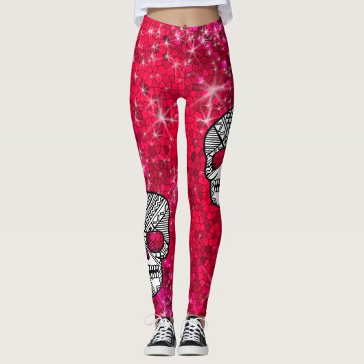Leggings Ruby Red Rhinestone Parties scintillant Sequin Sug (Devant)
