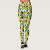 Leggings Rudbekia jaune sur blanc (Dos)
