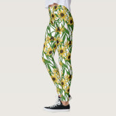 Leggings Rudbekia jaune sur blanc (Gauche)