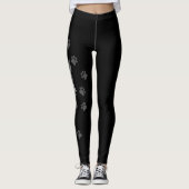 Leggings Russe Bleu Cute Cartoon Chat & Pâtes Noir (Devant)