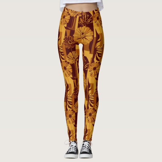 Leggings Rustic Autumn Floral Geometric Pattern (10) (Devant)