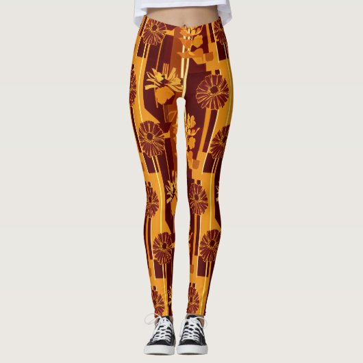 Leggings Rustic Autumn Floral Geometric Pattern (5) (Devant)