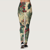 Leggings Rustic Bird et Poinsettia Motif de Noël (13) (Dos)