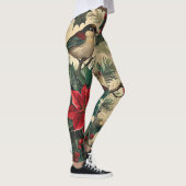 Leggings Rustic Bird et Poinsettia Motif de Noël (13) (Droite)