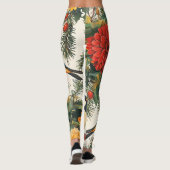 Leggings Rustic Bird et Poinsettia Motif de Noël (9) (Dos)