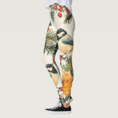 Leggings Rustic Bird et Poinsettia Motif de Noël (9) (Gauche)