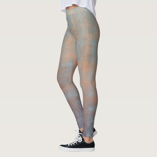 Leggings Rustic Blue Rust Abstrait Art Nr67 (Gauche)