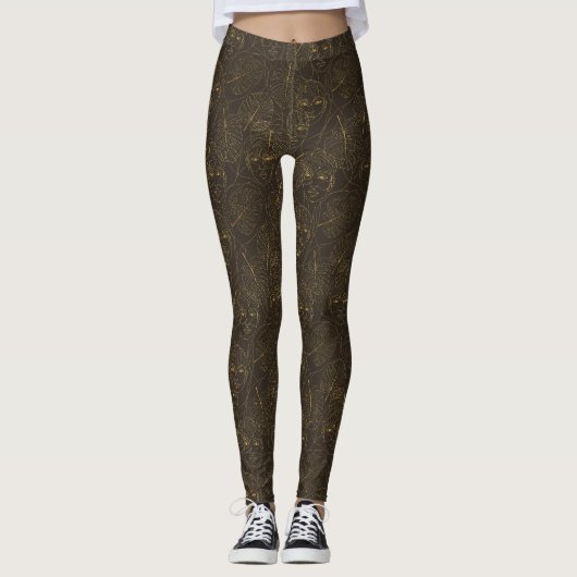 Leggings Rustic Botanical Face Line Pattern (1) (Devant)