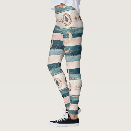 Leggings Rustic Celestial Stripe Moon Sun Earthy (10) (Gauche)