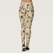 Leggings Rustique Automne Ephemera Collage | Terre chaude (Dos)