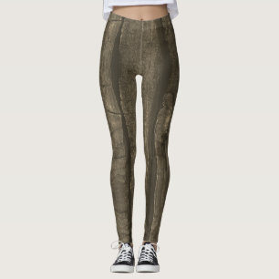 Leggings Rustique brun foncé or sépia vieux bois