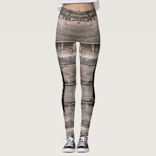 Leggings rustique chic TENNESSEE LOVE script sur bois de ba (Devant)