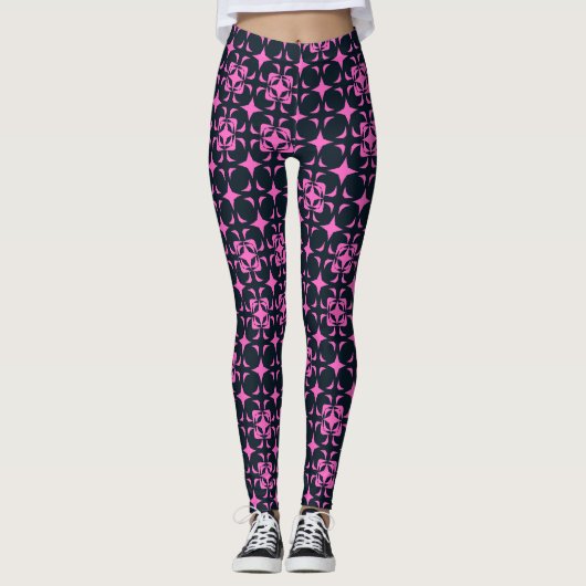Leggings Rustique élégant rose et noir (Devant)
