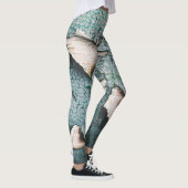 Leggings Rustique vieux bleu clair vert peint bois (Droite)